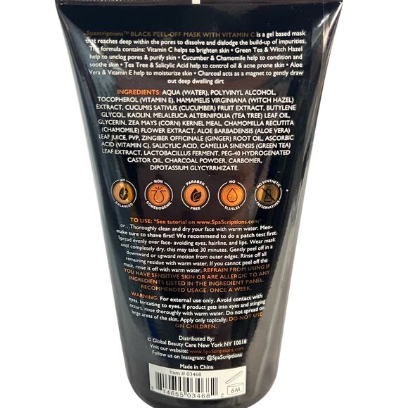 Spascriptions Black Peel-Off Mask‎ with Vitamin C Sealed 5 oz - Picture 2 of 3